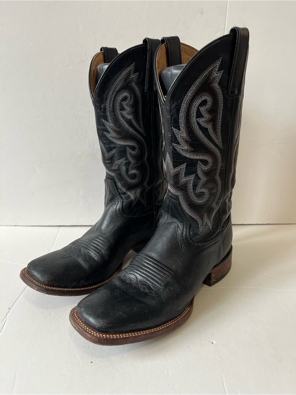Cody James stockman square toe Black Pull-On Western Cowboy Boots size 8.5D